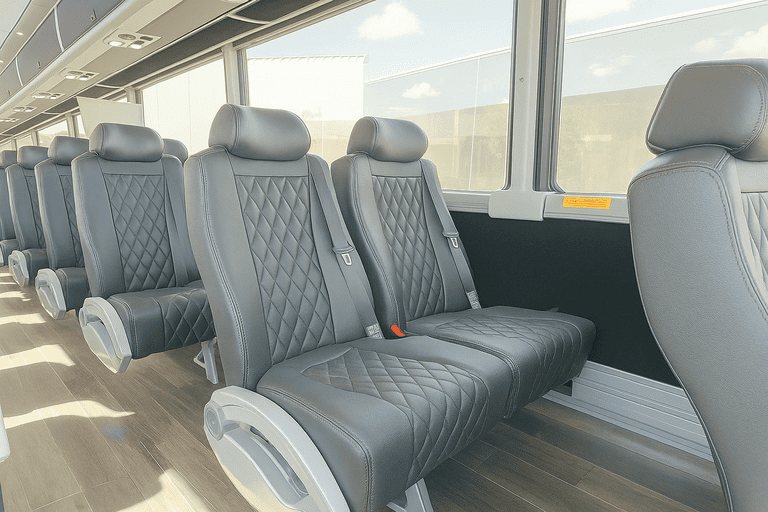 interior of Fort Worth Shuttle Bus Rentals charter bus